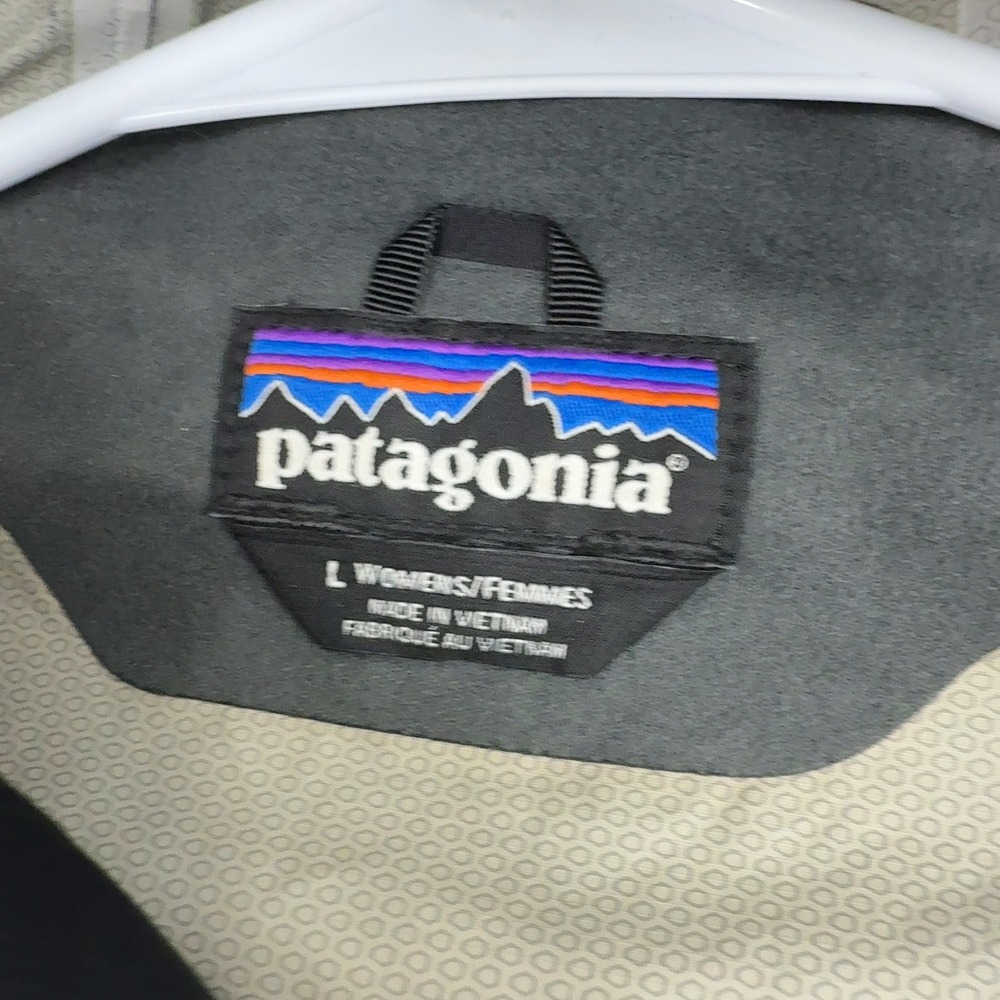 Patagonia Rain Jacket Womens L Black Nylon Hooded Full Zip Gorpcore Outdoor - Picture 6 of 9